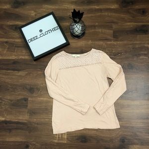 Loft Long Sleeve Shirt with Lace Detailing